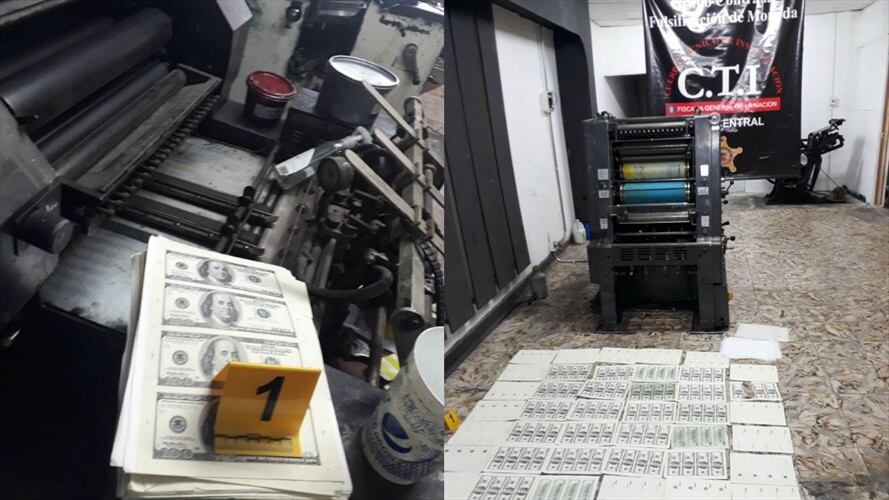 Las autoridades desmantelaron un taller clandestino de falsificación de dólares que operaba en el centro de Palmira. Foto: Fiscalía