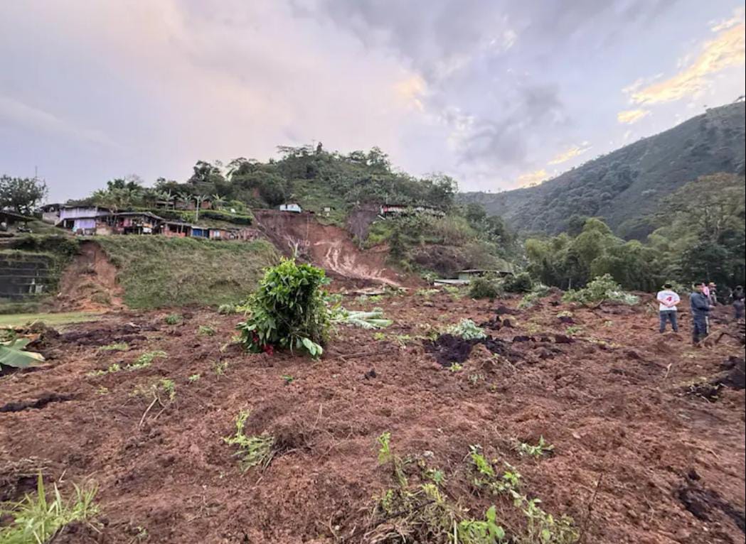 Deslizamiento en la vereda Los Cuervos en Villamaría, Caldas, el pasado 20 de febrero.