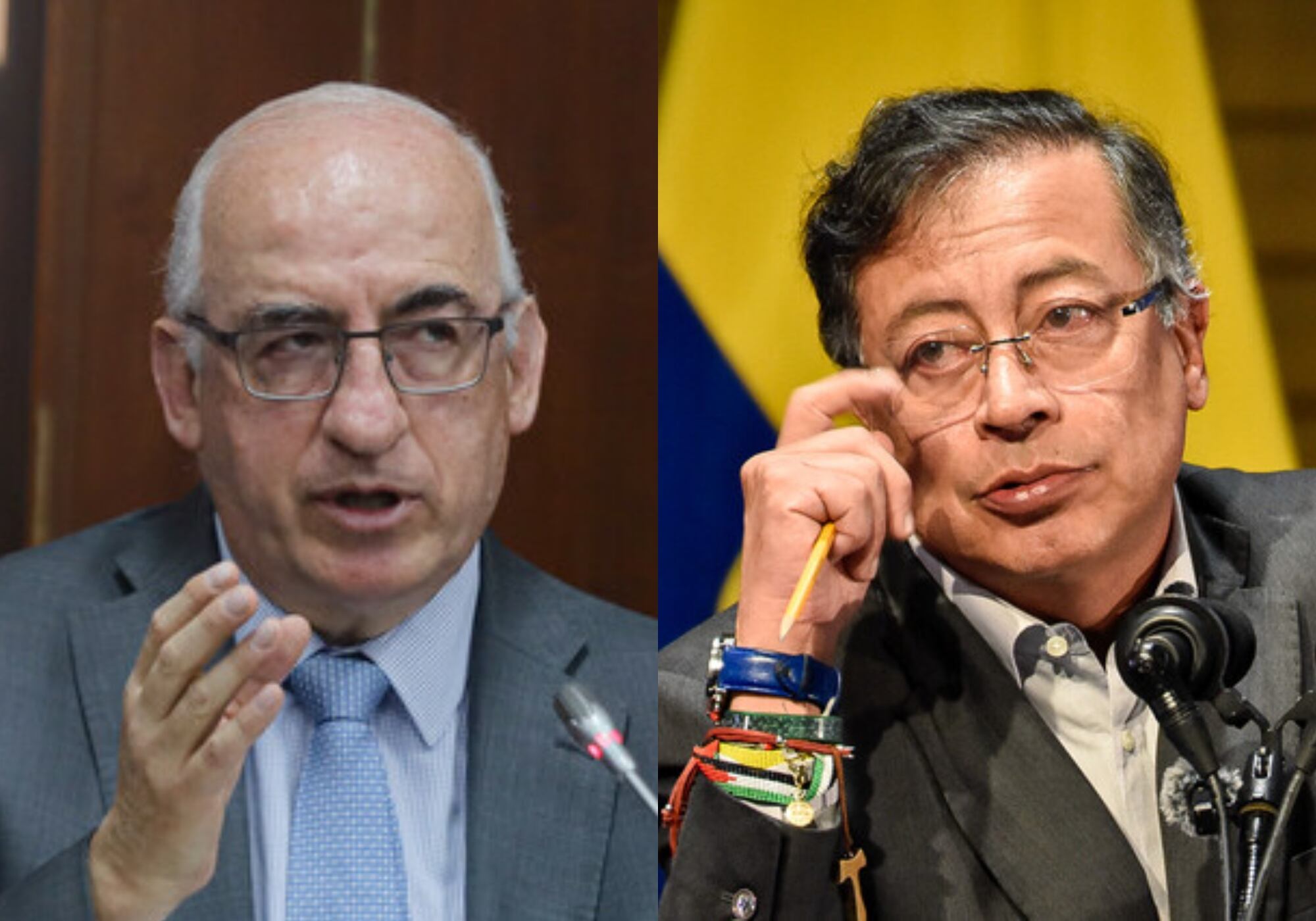 Leonardo Villar, gerente del Banco de la República, y Gustavo Petro, pesidente de Colombia. Fotos: (Colprensa - Lina Gasca) / (Colprensa - Cristian Bayona)