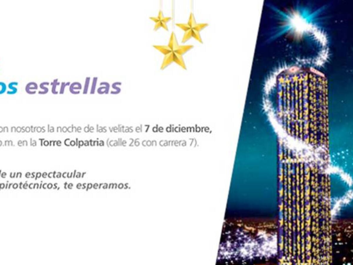 Cascada de pólvora en Noche de Velitas en la Torre Colpatria