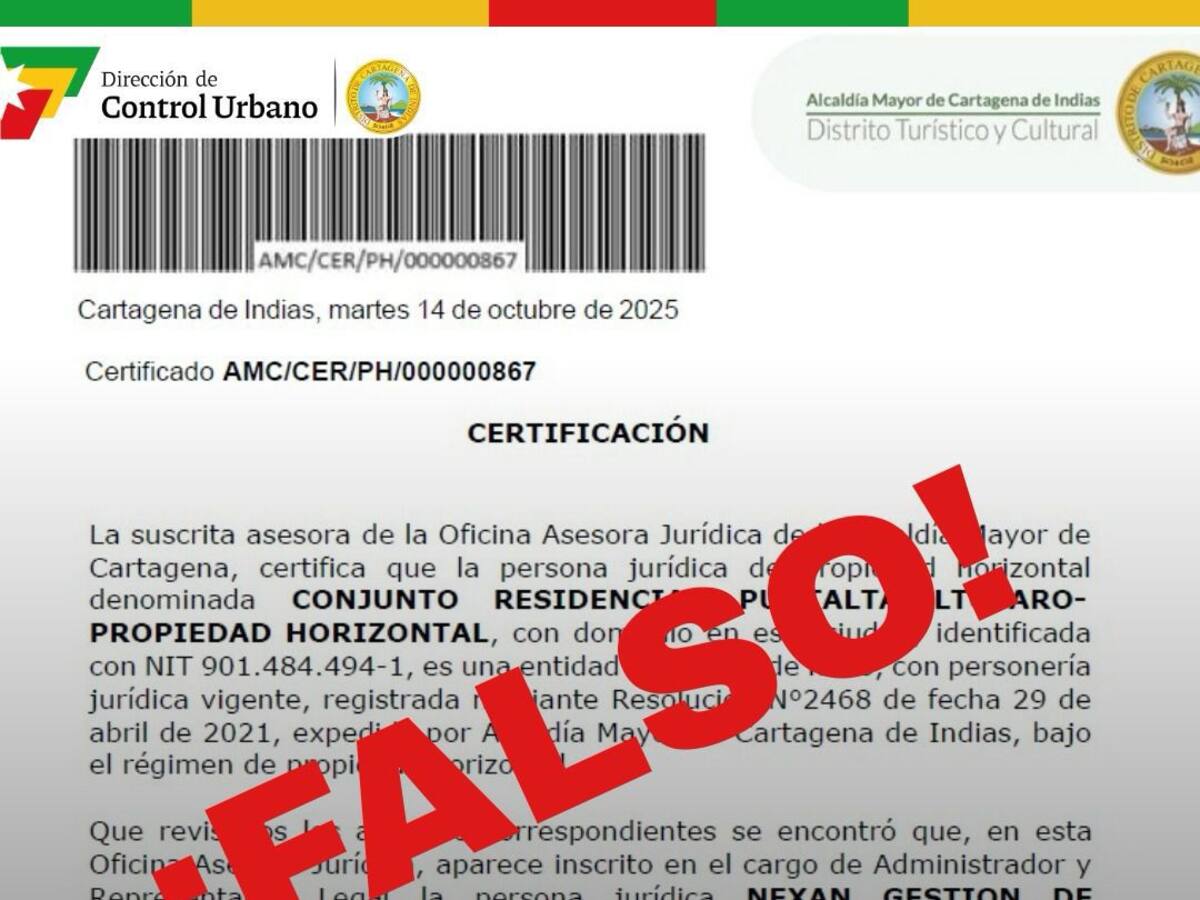 Control Urbano alerta por falsificación de certificados de propiedades horizontales en Cartagena