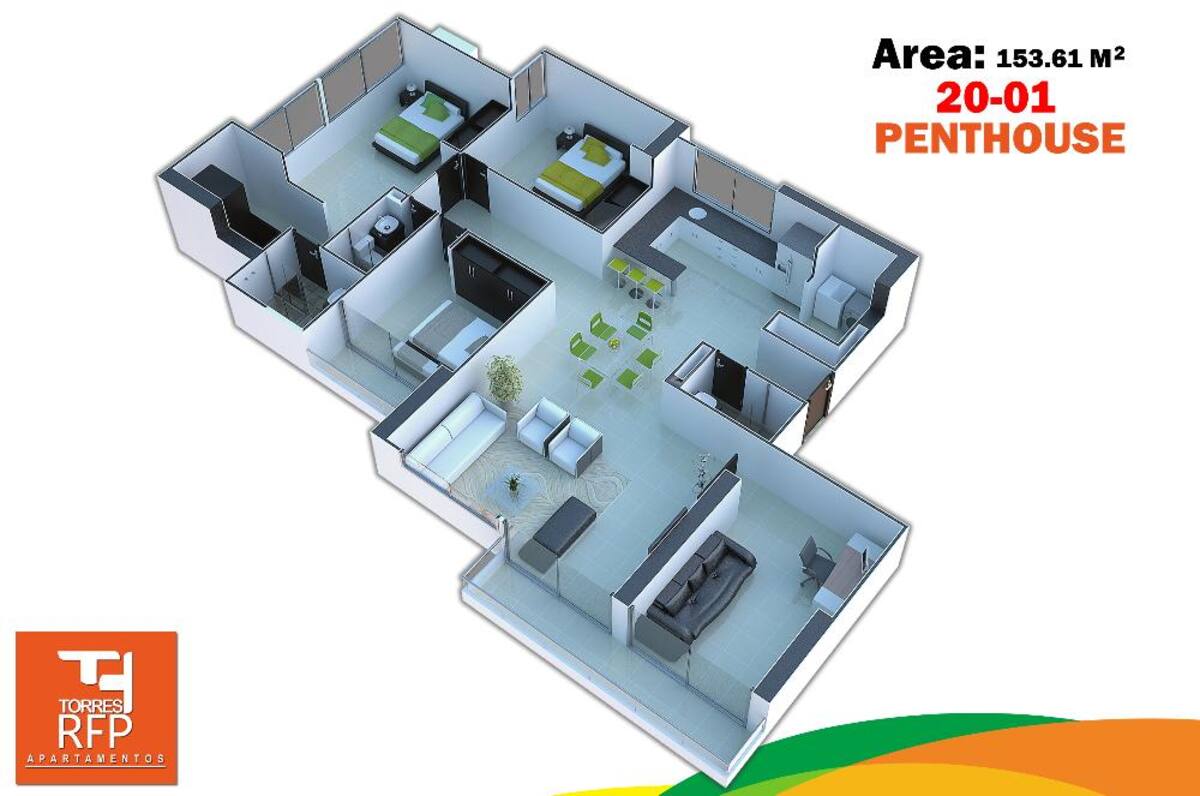 Estas dos torres de 12 y 20 pisos, cuentan con diferentes tipos de apartamentos desde 72 m hasta 153 m de 2 y 3 alcobas. Proyecto ubicado en el sector de la Milla de Oro de Ibagué.