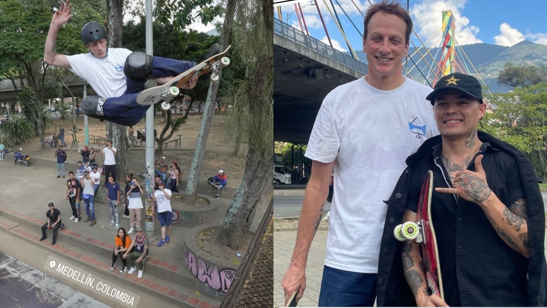 Tony Hawk junto a David González, skater profesional colombiano / Cortesía: Instagram - tonyhawk