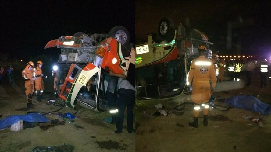 Un choque entre una tractomula y un bus de servicio intermunicipal dejó una persona fallecida y al menos 19 heridos. Foto: Erika Rebolledo (W Radio)