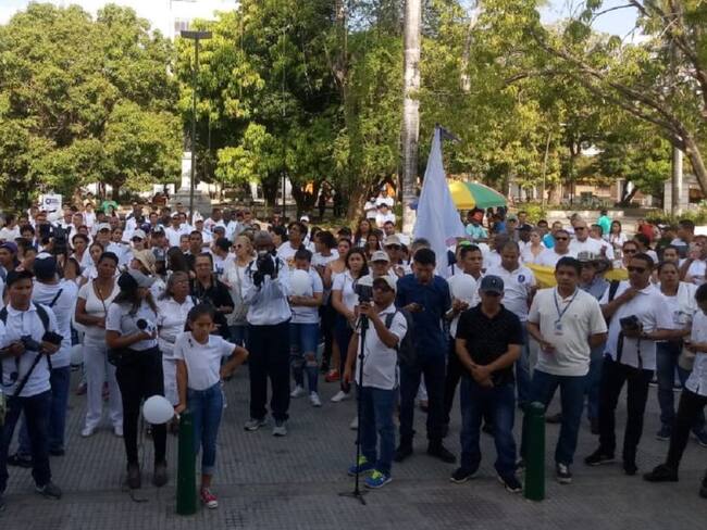 El senador Álvaro Uribe encabezó la marcha contra el terrorismo en Montería
