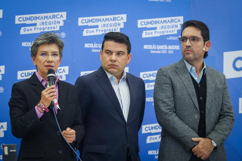 Alcaldesa de Bogotá, Claudia López; Gobernador de Cundinamarca, Nicolás García y Gobernador del Meta, Juan Guillermo Zuluaga.