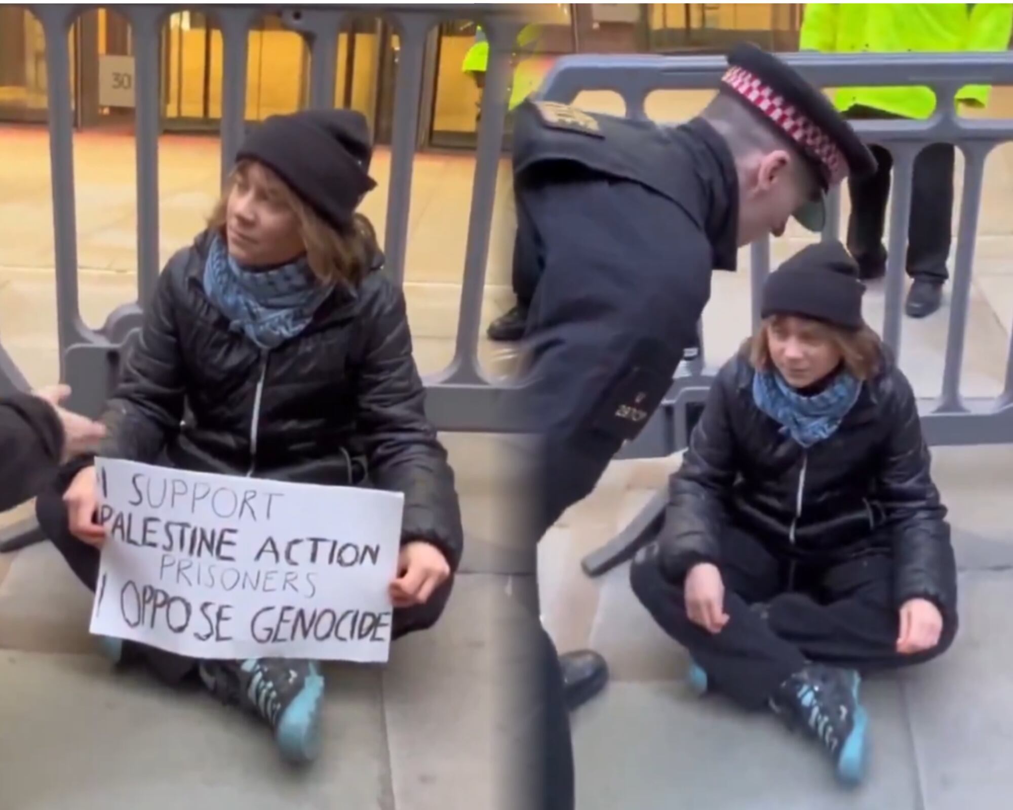 La activista Greta Thunberg antes de ser detenida en Londres, Inglaterra.
(Foto:   Cortesía / Caracol Radio)