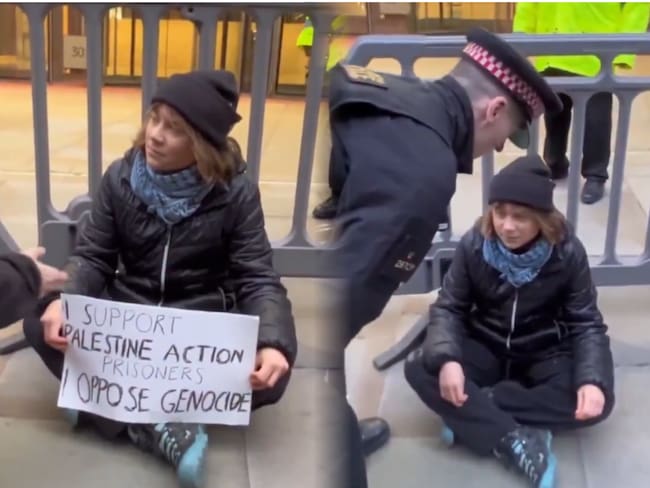 La activista Greta Thunberg antes de ser detenida en Londres, Inglaterra.
(Foto: Cortesía / Caracol Radio)