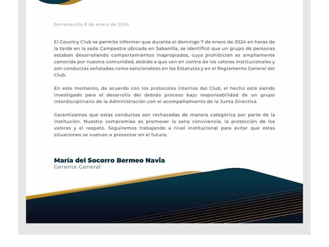Escándalo por acto sexual de socios del Country Club de Barranquilla
