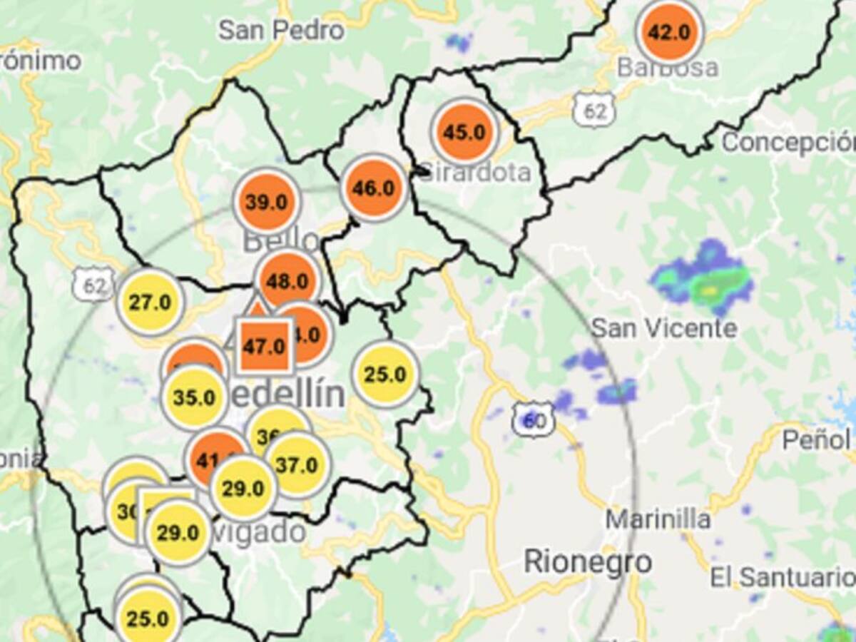 Luego de cuatro días, mejora la calidad del aire en el Valle de Aburrá