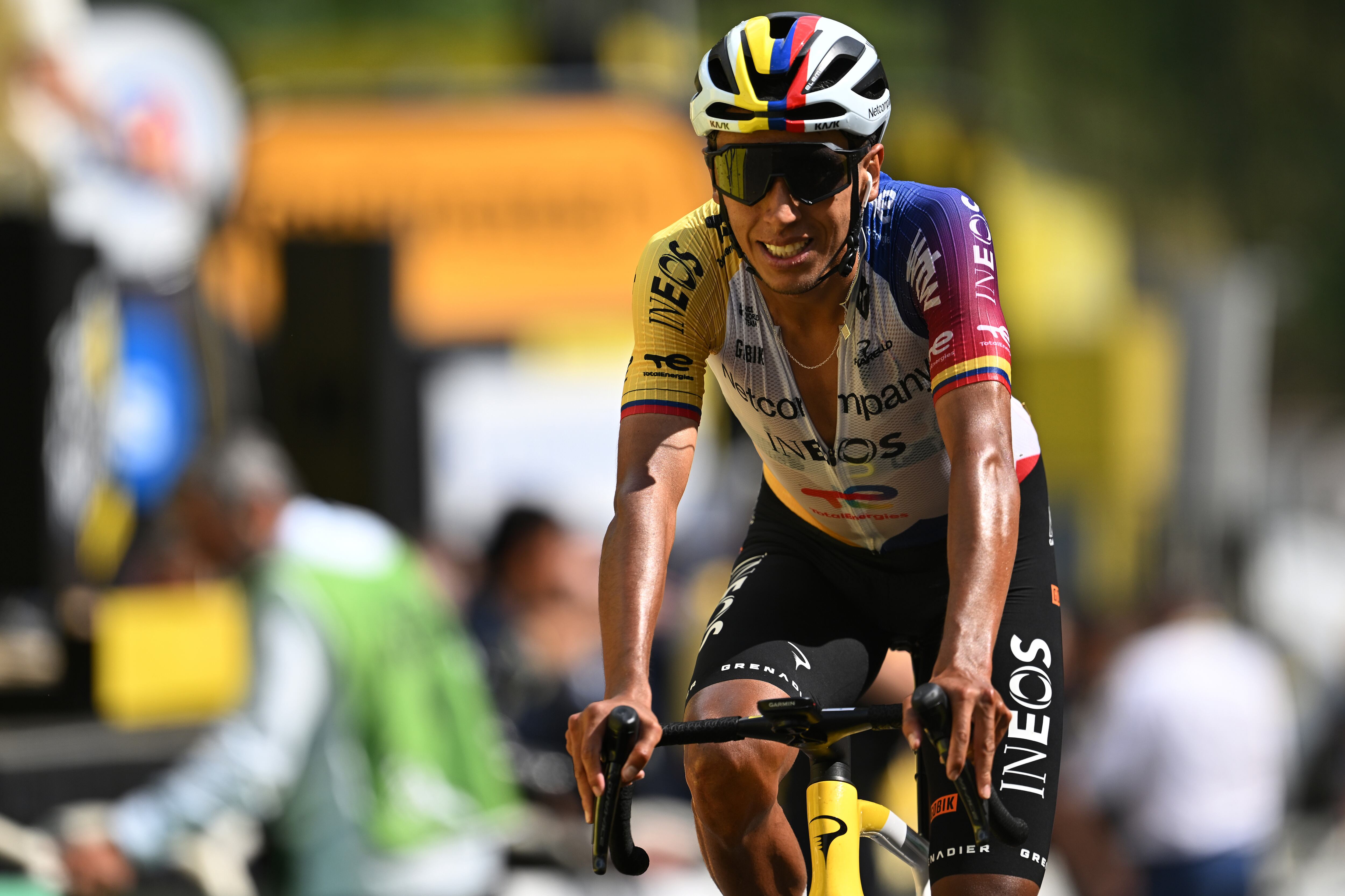 GAVARNIE-GEDRE, FRANCE - JULY 09: Egan Bernal of Colombia and Netcompany INEOS Cycling Team crosses the finish line during the 113th Tour de France 2026, Stage 6 a 186.2km stage from Pau to Gavarnie-Gedre 1379m / #UCIWT / on July 09, 2026 in Gavarnie-Gedre, France. (Photo by Tim de Waele/Getty Images)