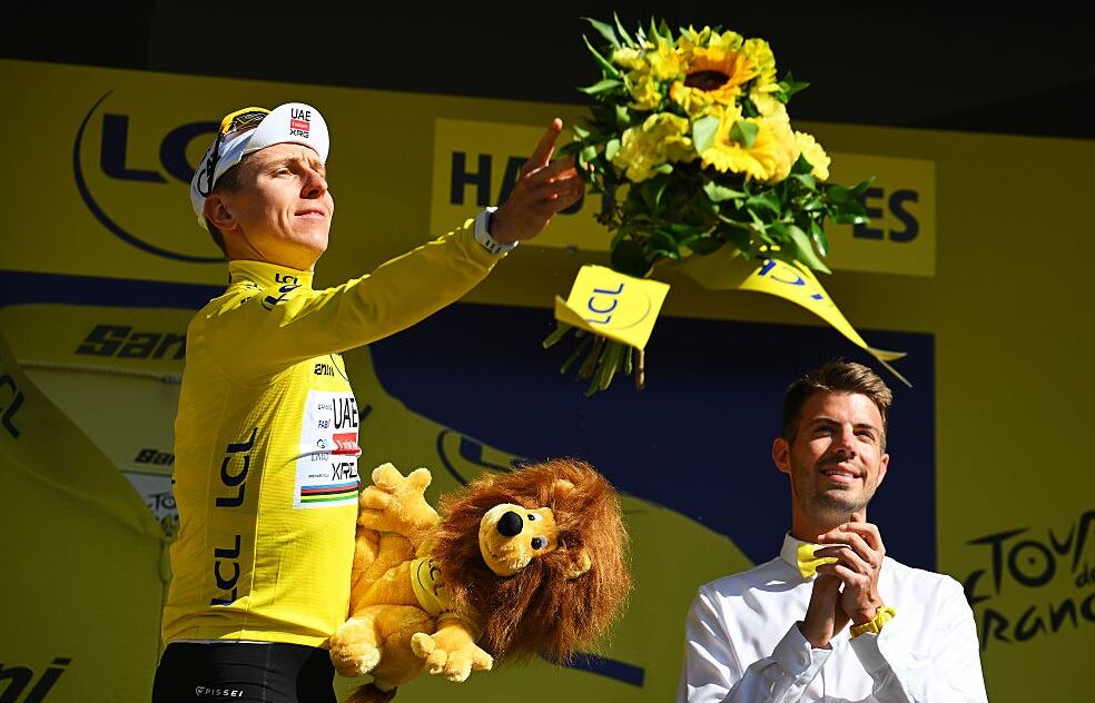 Tadej Pogacar, cerca de lograr un nuvo título de Tour de Francia / Getty Images