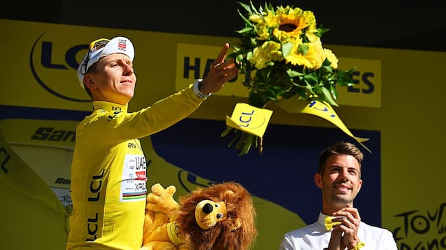 Tadej Pogacar, cerca de lograr un nuvo título de Tour de Francia / Getty Images