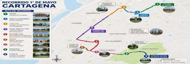 Definido recorrido del Día del Trabajo 2026 en Cartagena