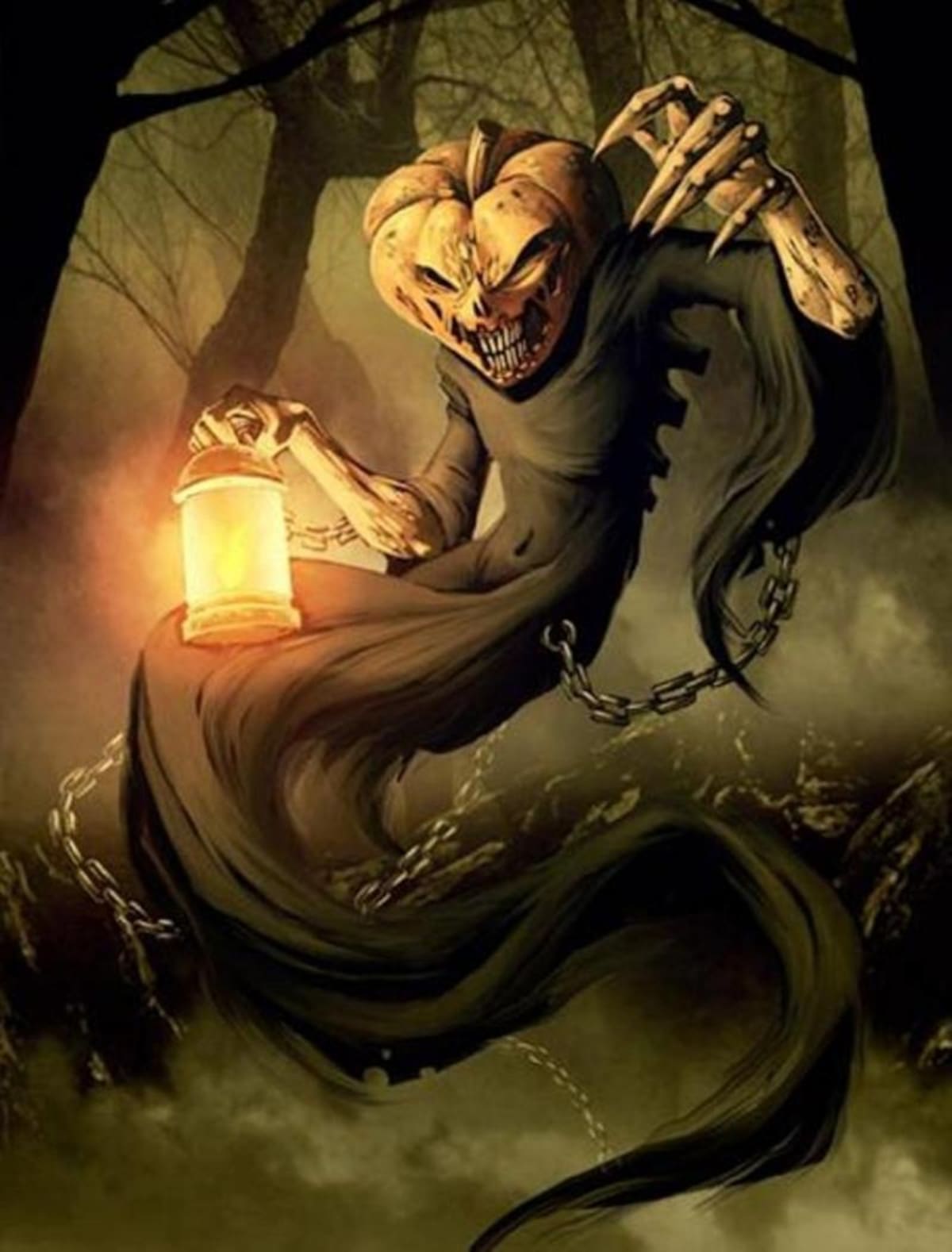 Dice la leyenda que, debido a su maldad extrema, un hombre irlandés llamado Jack-o'-lantern (Jack la linterna) no mereció un lugar ni en el cielo ni en el infierno cuando murió. Su espíritu se vio obligado a vagar por el mundo implorando la entrada en uno u otro sitio. Se manifestaba portando una calabaza hueca con una vela dentro.