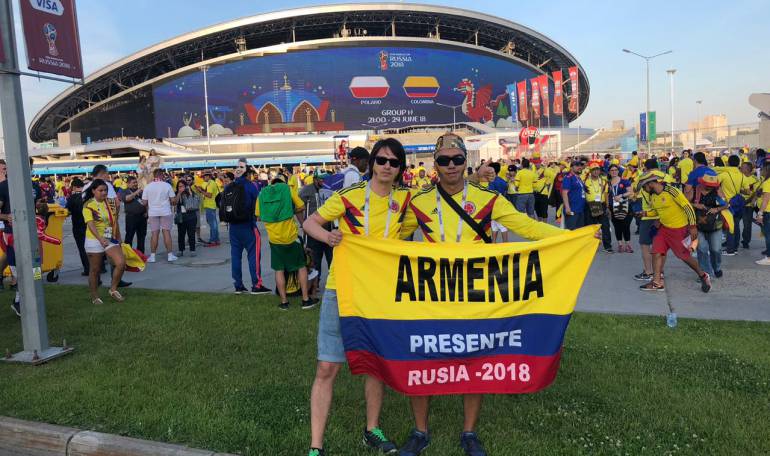 A través de redes sociales los cuyabros subieron fotos y videos ante y después del partido entre Colombia y Polonia