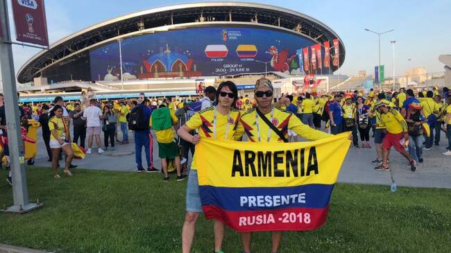 A través de redes sociales los cuyabros subieron fotos y videos ante y después del partido entre Colombia y Polonia