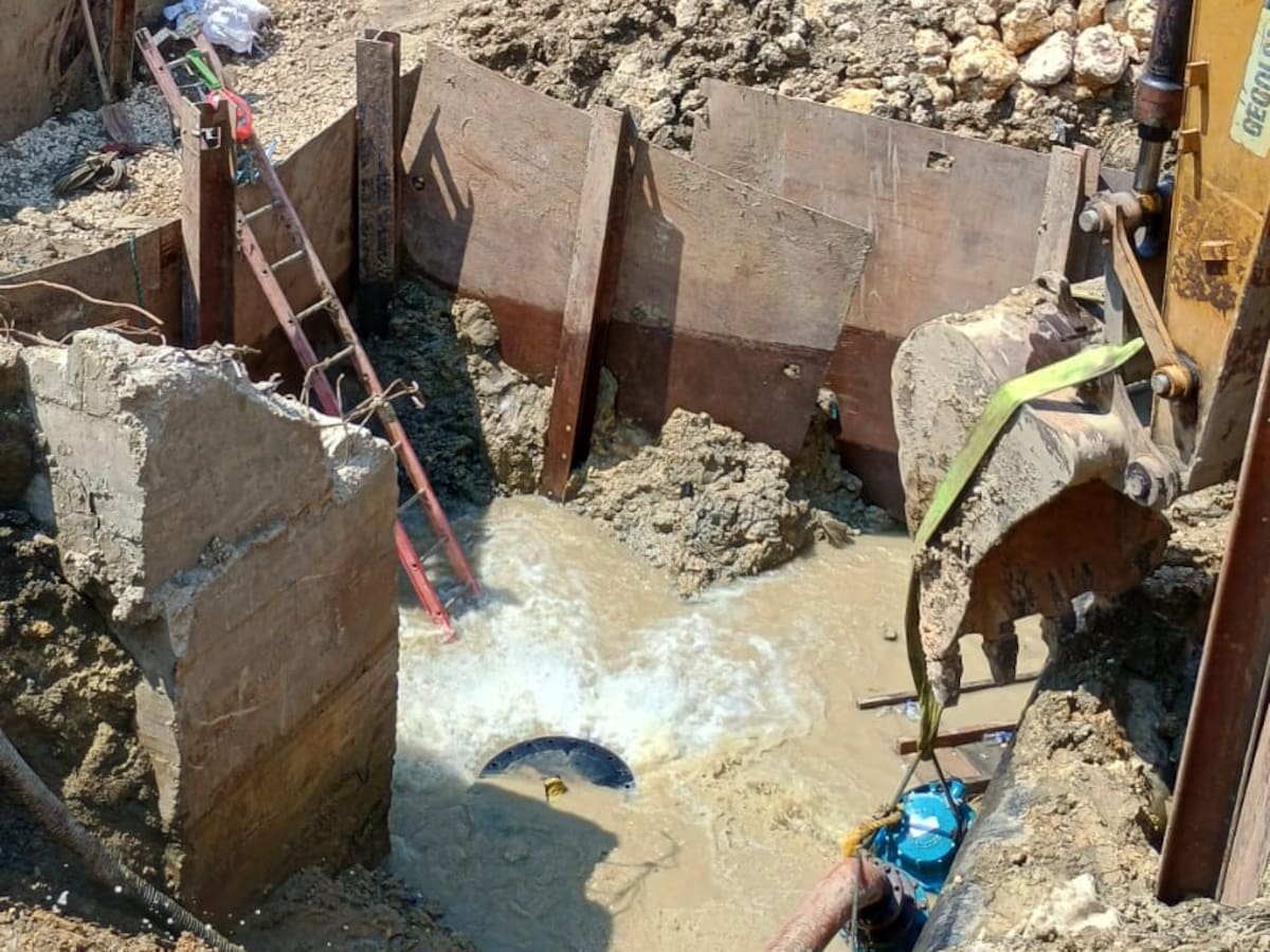 Por daño en tubería de conducción de agua suspenden servicio a otros sectores de Cartagena