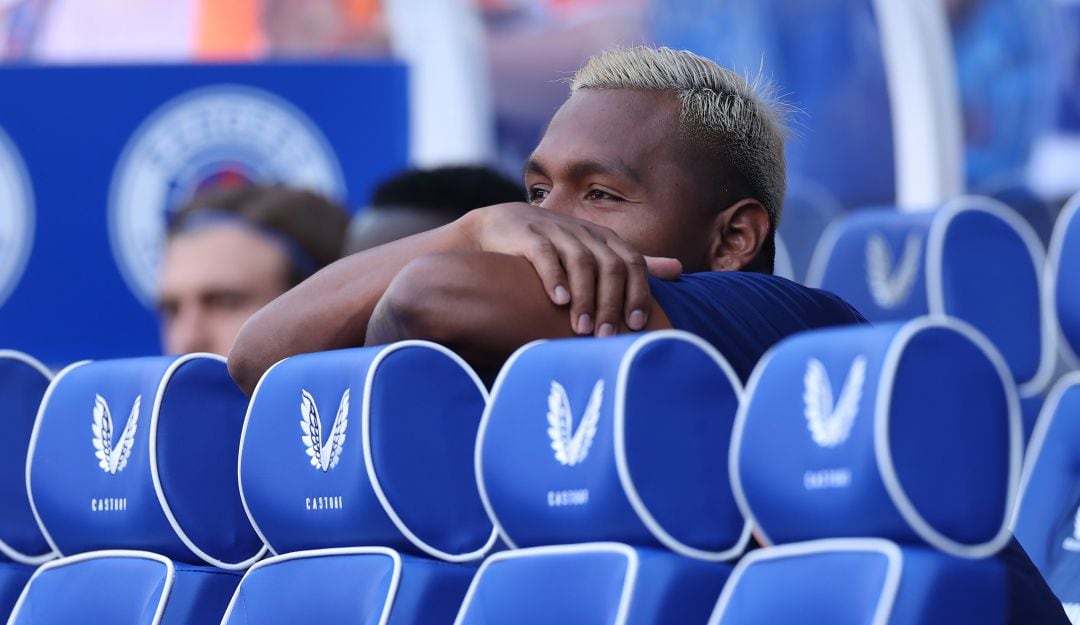 Alfredo Morelos, suplente en el Rangers de Escocia.