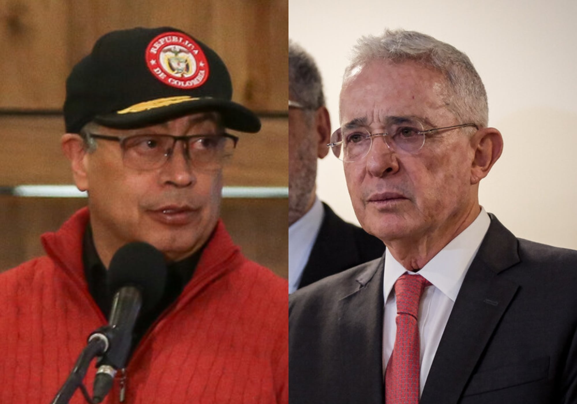 Gustavo Petro y Álvaro Uribe. Foto: Colprensa.