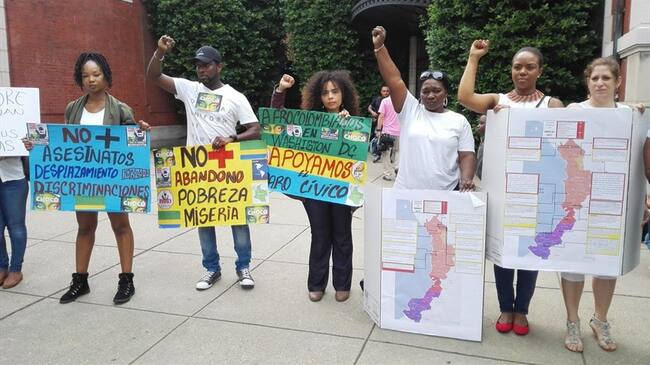 Protestas en Estados Unidos en apoyo al paro cívico en Buenventura. Foto: Ana María Cuesta / La W