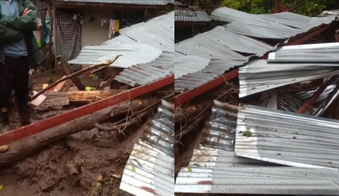 Alud de tierra cae sobre humilde vivienda en zona rural de Arboledas