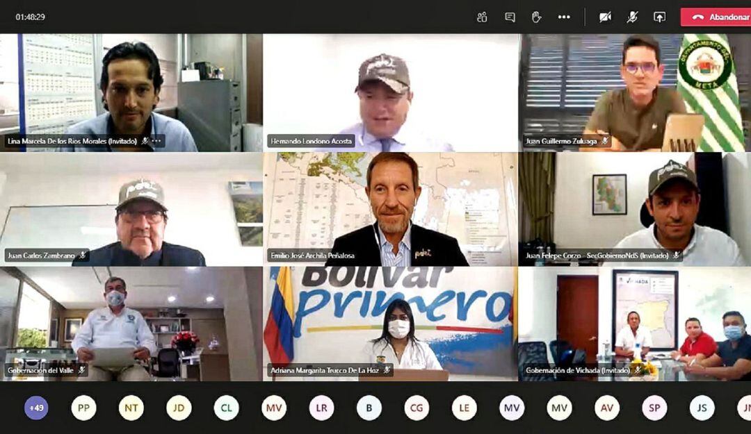 Reunión virtual sobre la erradicación de cultivos ílicitos en Bolívar