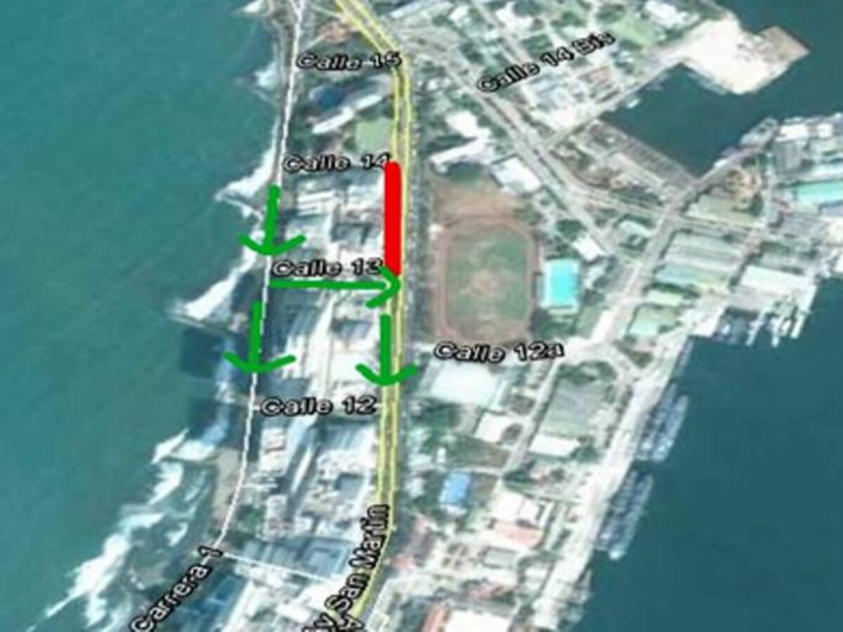 Cierran tramo vial en Bocagrande por obras en red del acueducto