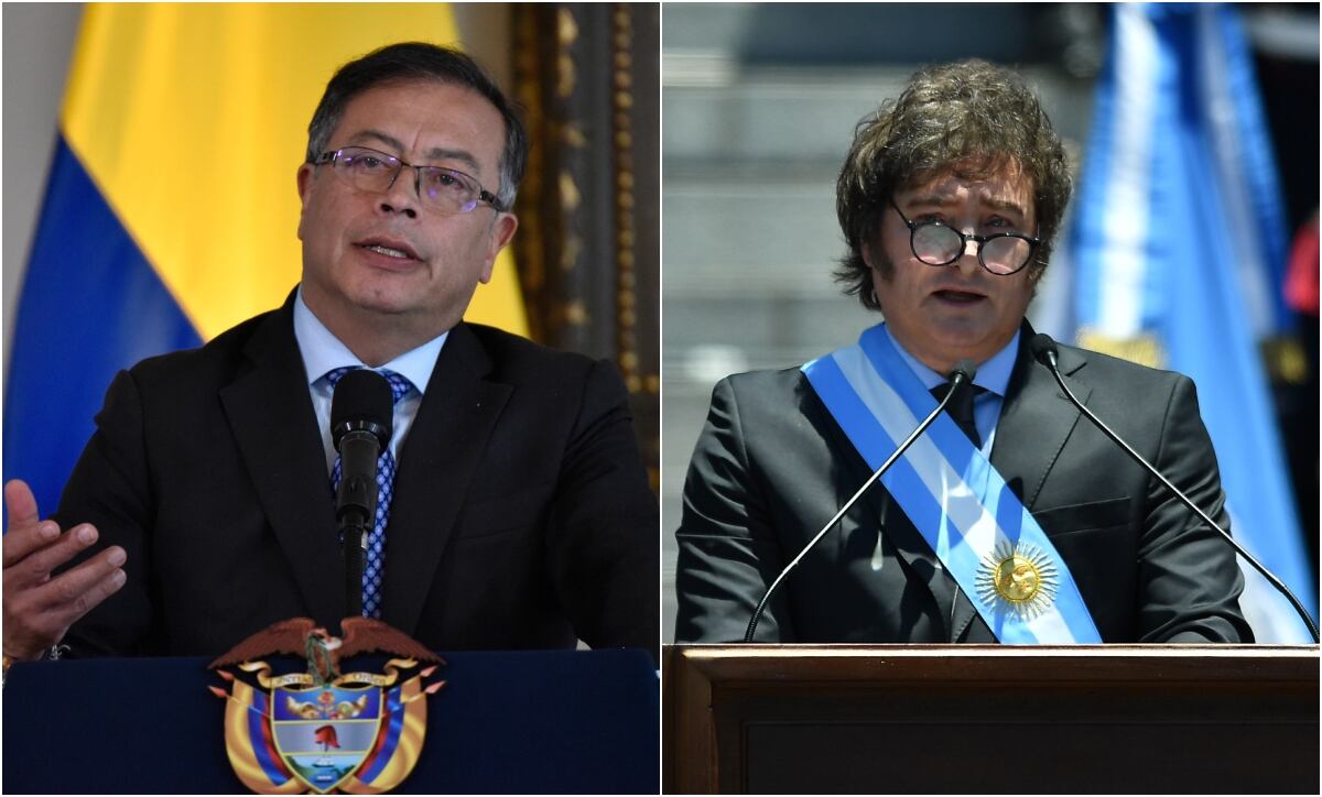 El presidente colombiano, Gustavo Petro (izq) y el candidato presidencial argentino, Javier Milei (der). (Foto: Caracol Radio / Getty )