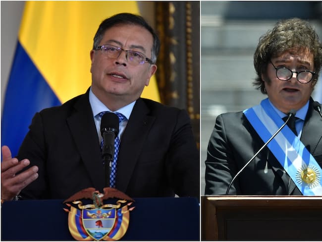 El presidente colombiano, Gustavo Petro (izq) y el candidato presidencial argentino, Javier Milei (der). (Foto: Caracol Radio / Getty )