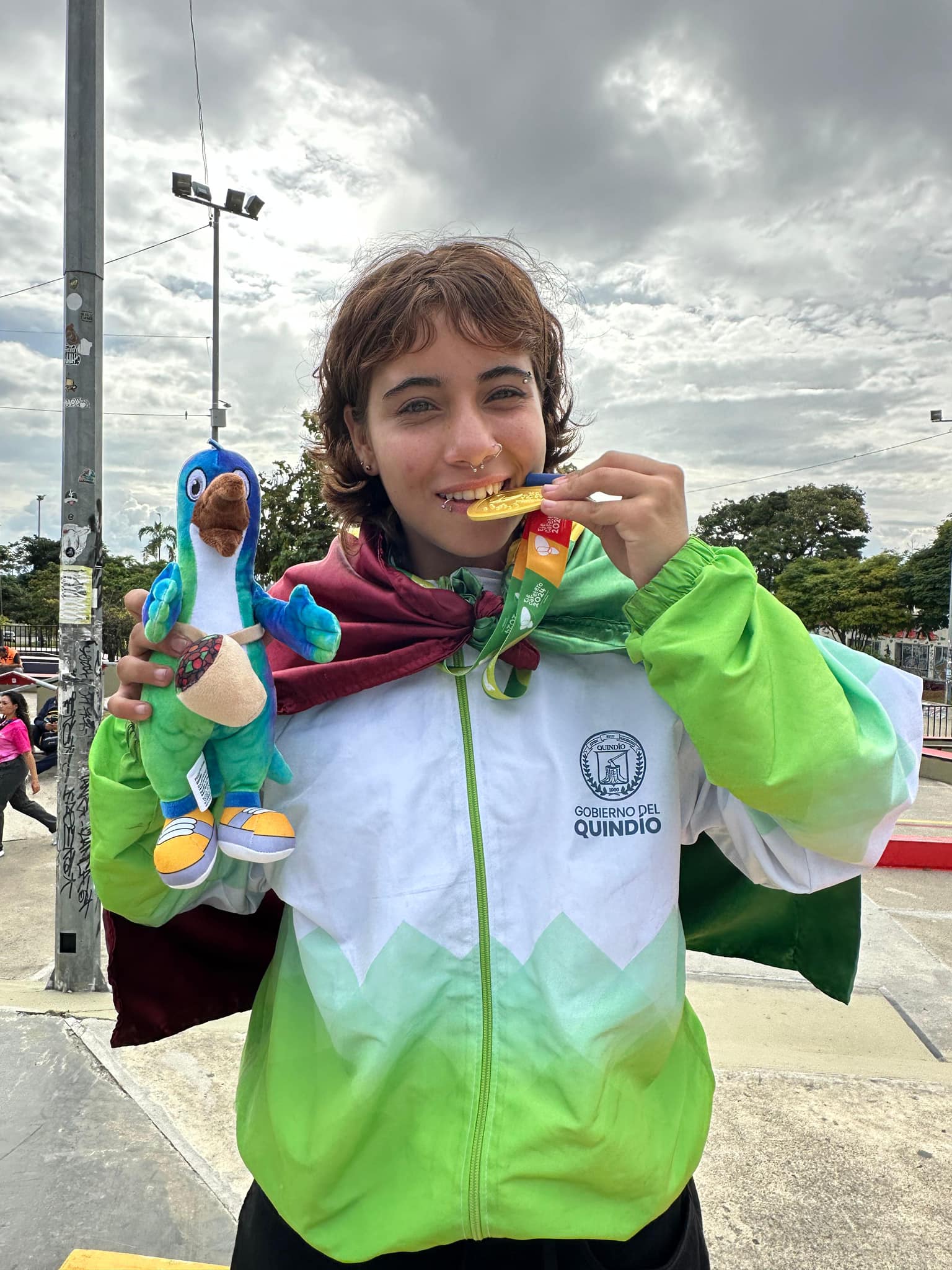 Yerli Jaidivi Cardona medalla de oro para el Quindío en Skateboarding en Juegos Nacionales Juveniles. Foto: Cortesía Indeportes