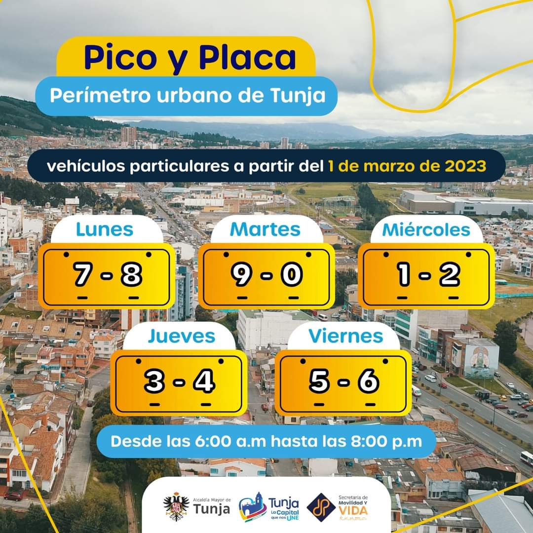 Pico y placa Tunja desde el 01 de marzo de 2023 / Foto: Alcaldía Tunja