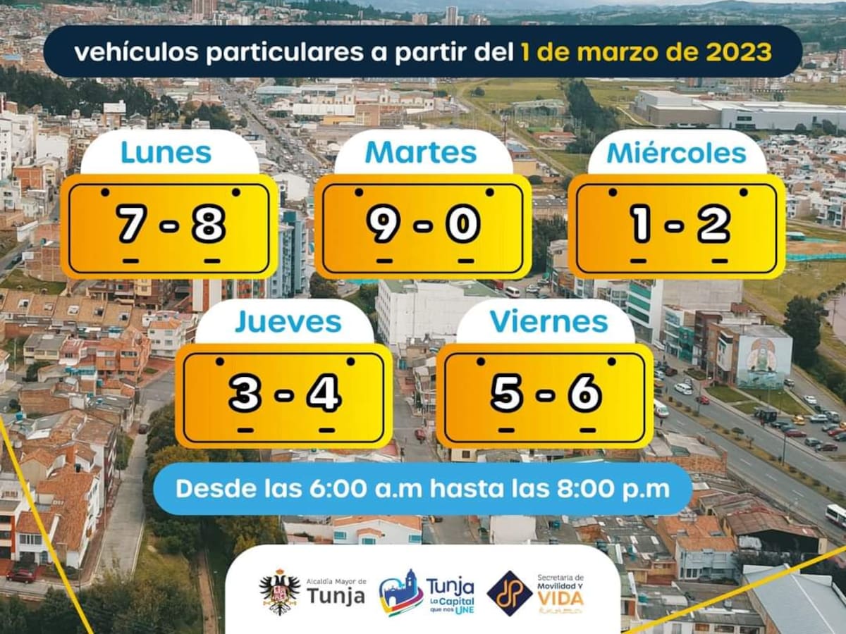 El pico y placa en Tunja cambia este miércoles