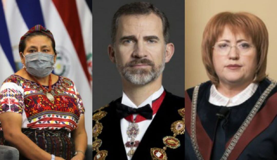 Rigoberta Menchú, el Rey Felipe VI España y Domnica Manole.
