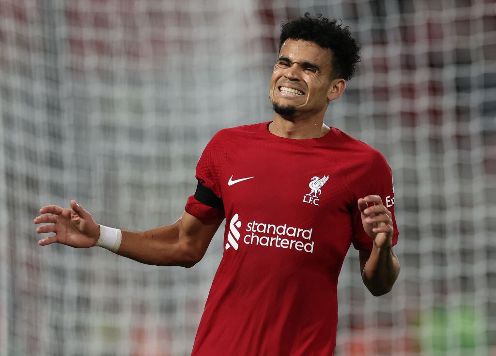 Luis Díaz en juego con el Liverpool (Photo by Ian MacNicol/Getty Images)