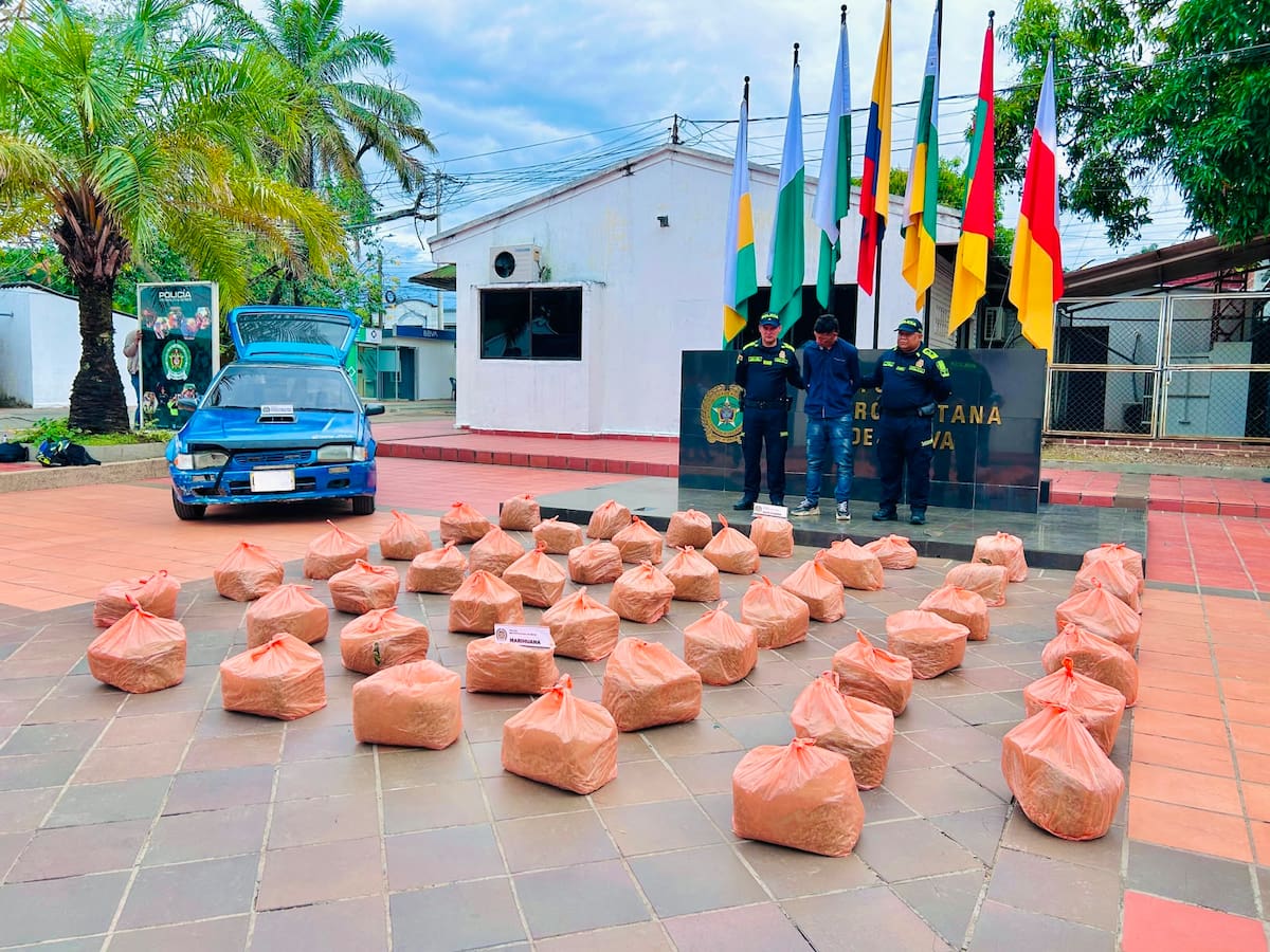 En Neiva, se logró la incautación de más de 116 kilos de marihuana provenían del sur del país