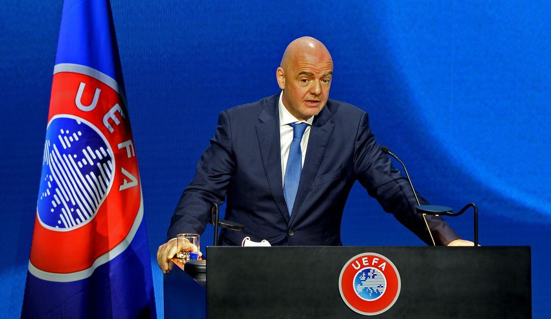 Gianni Infantino, presidente de la FIFA en el Congreso Ordinario de la UEFA celebrado en Montreaux, Suiza.