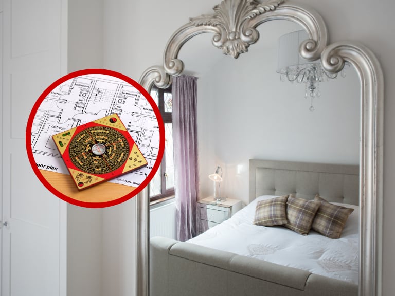 Reflejo de una cama en un espejo // imagen de referencia de ubicaciones perfectas para el Feng Shui // Getty Images