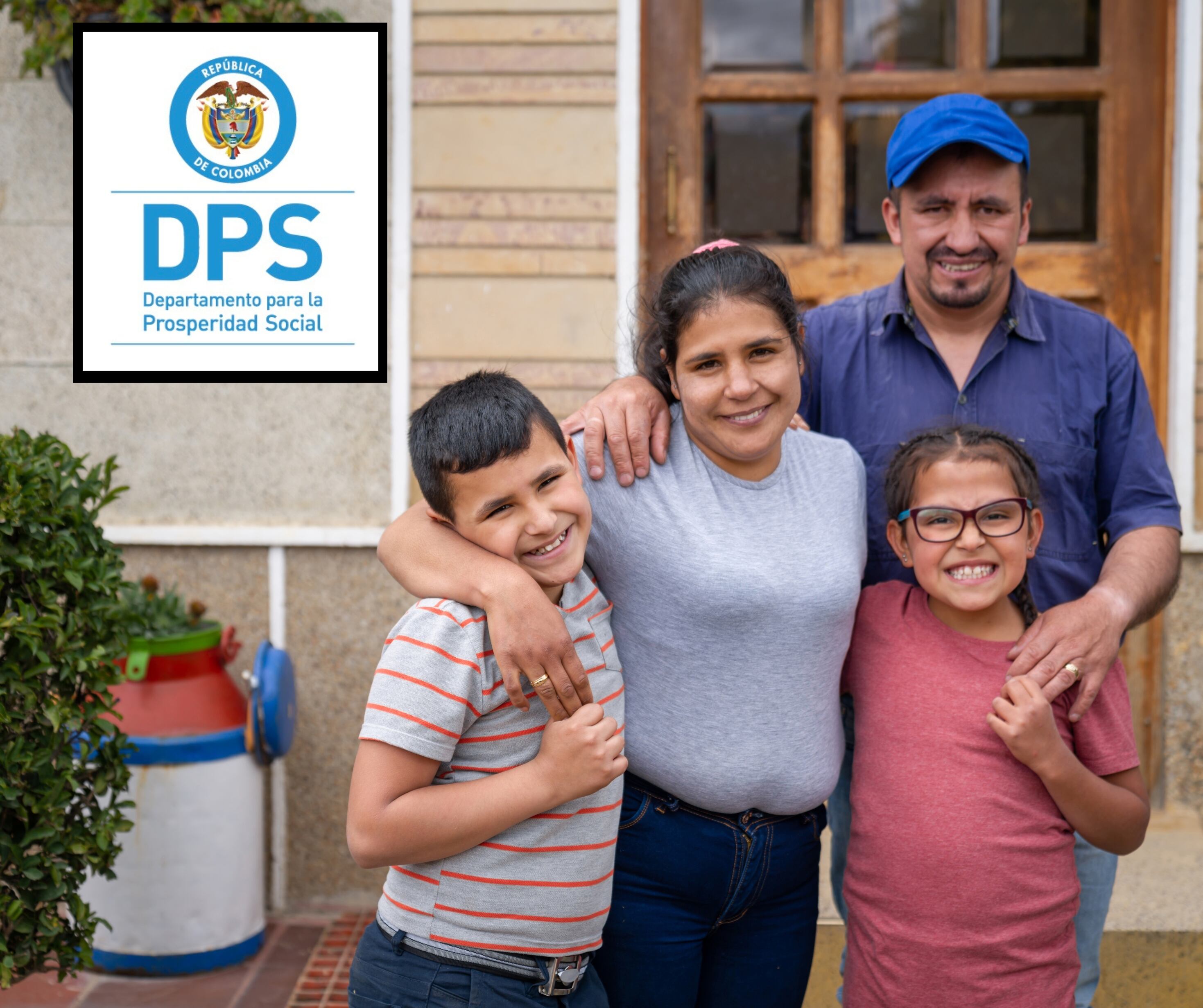 Familia colombiana reunida frente a su casa (Getty Images)
