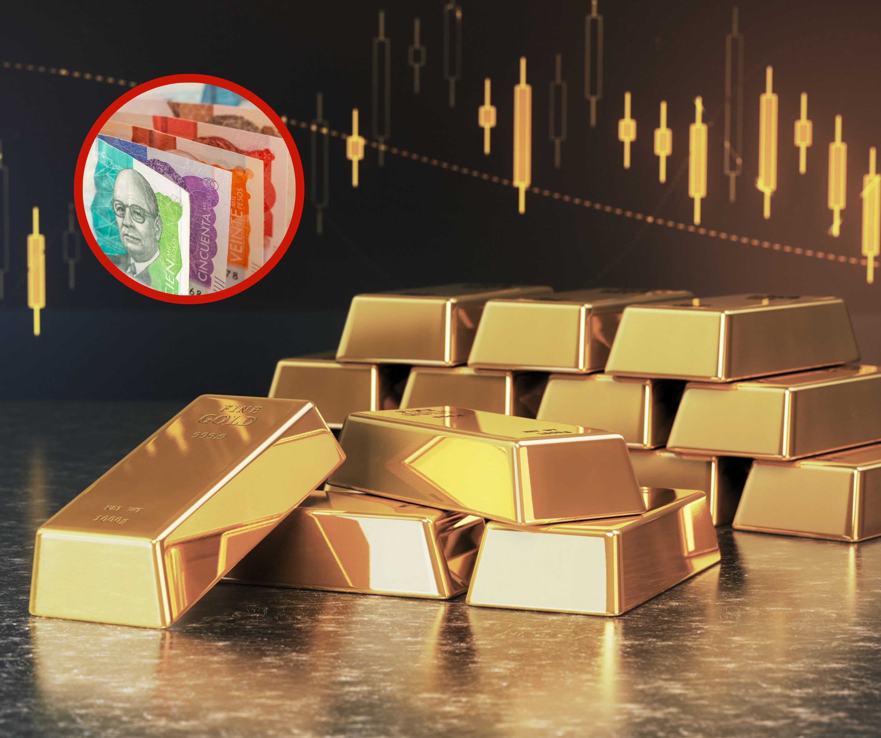 Lingotes de oro y billetes de diferentes denominaciones (Fotos vía Getty Images)