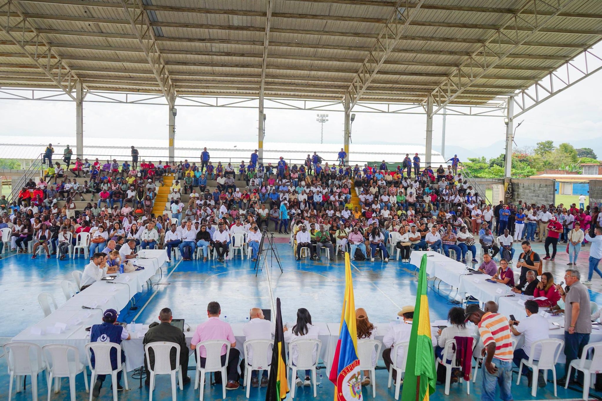 La problemática fue abordada en una mesa interinstitucional por la seguridad del norte del Cauca, con presencia del gobierno departamental, delegados del Gobierno Nacional.Crédito: Alcaldía de Guchené.
