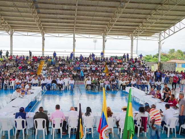 La problemática fue abordada en una mesa interinstitucional por la seguridad del norte del Cauca, con presencia del gobierno departamental, delegados del Gobierno Nacional.Crédito: Alcaldía de Guchené.