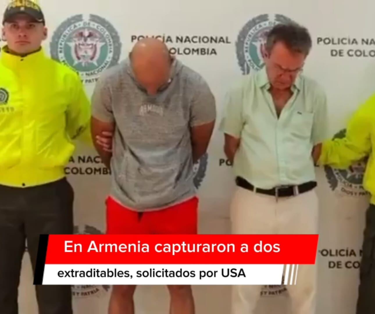 Capturados dos extraditables en el Quindío. Foto: Cortesía Policía Nacional