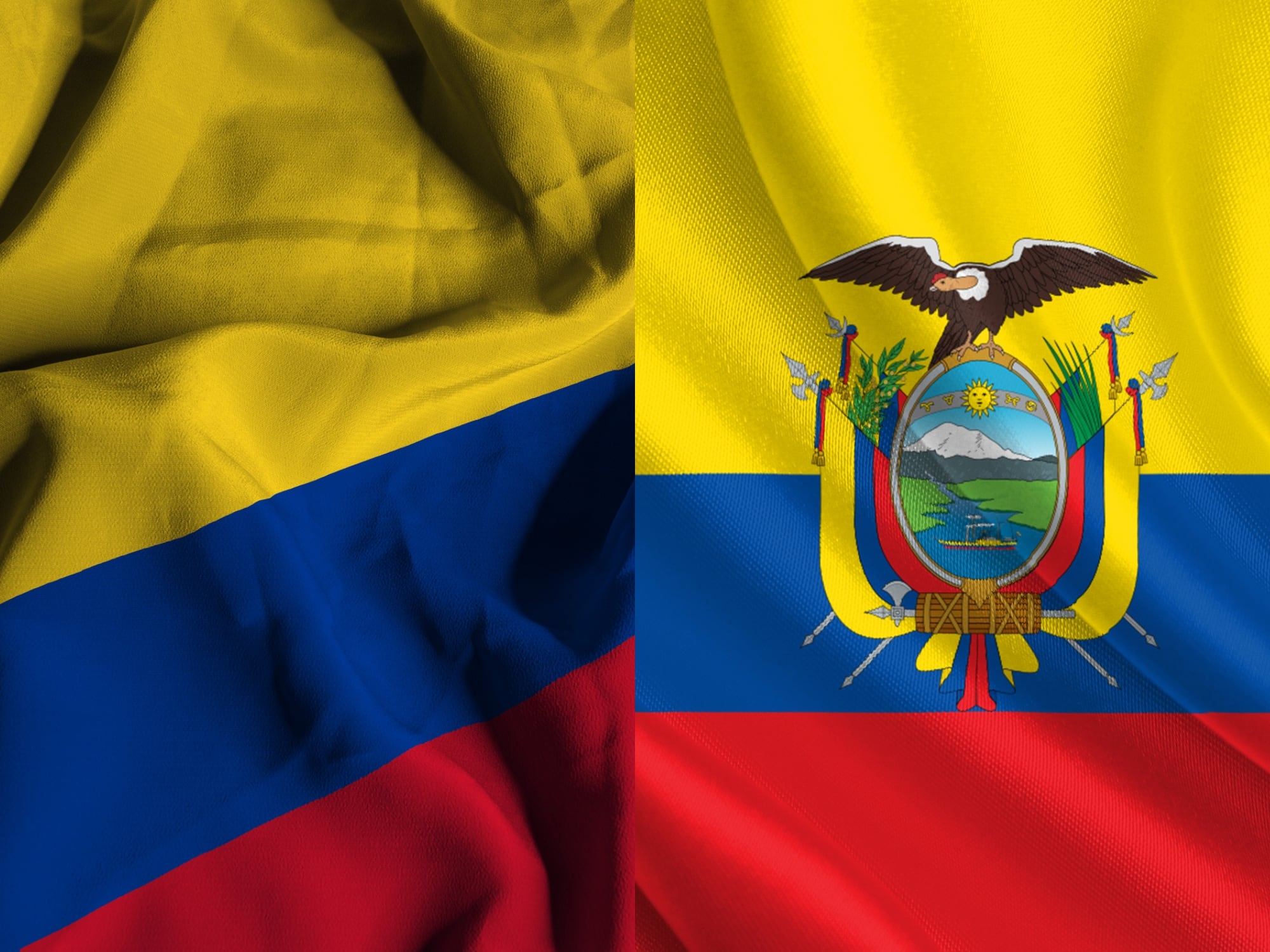 Banderas entre Colombia y Ecuador. Fotos: Getty Images.
