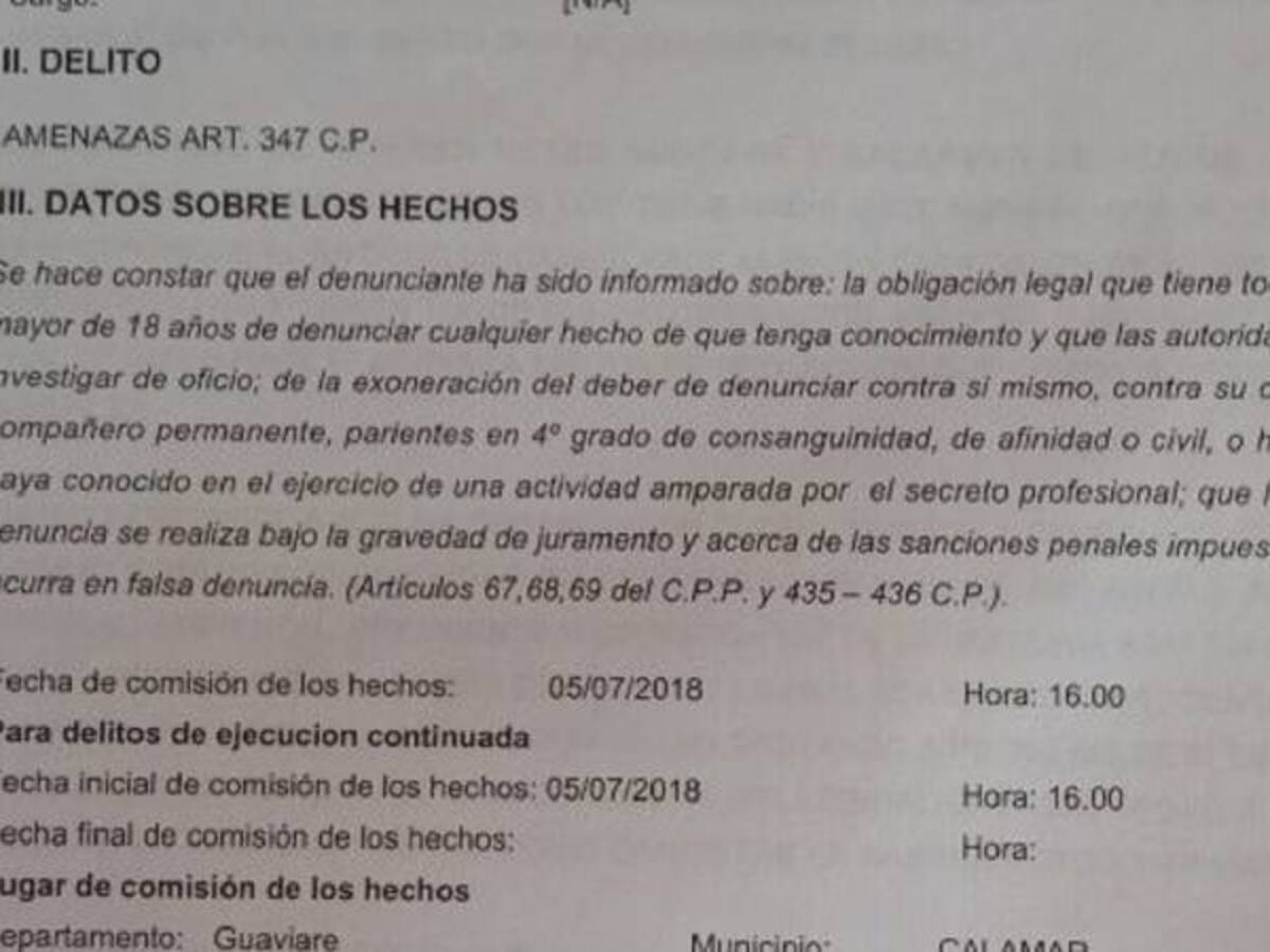 Defensoría del Pueblo lamentó amenaza del veedor de Calamar, Guaviare