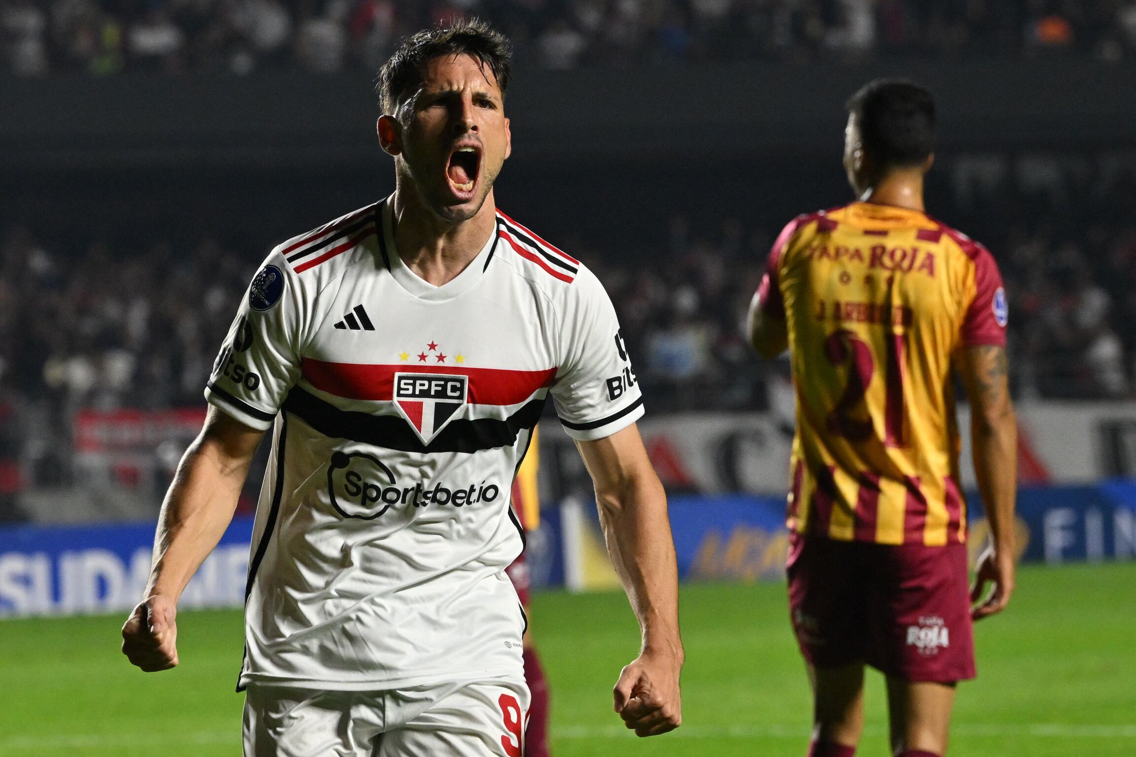 Jonathan Calleri anotó en el dulo entre Sao Paulo y Deportes Tolima. (Photo by NELSON ALMEIDA / AFP) (Photo by NELSON ALMEIDA/AFP via Getty Images)