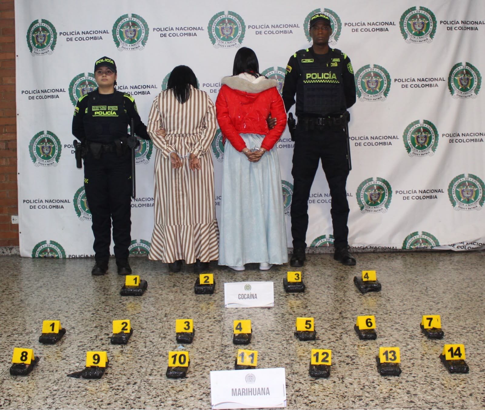 Capturadas dos mujeres con 10 kilos de droga en El Dorado. Foto: MEBOG.