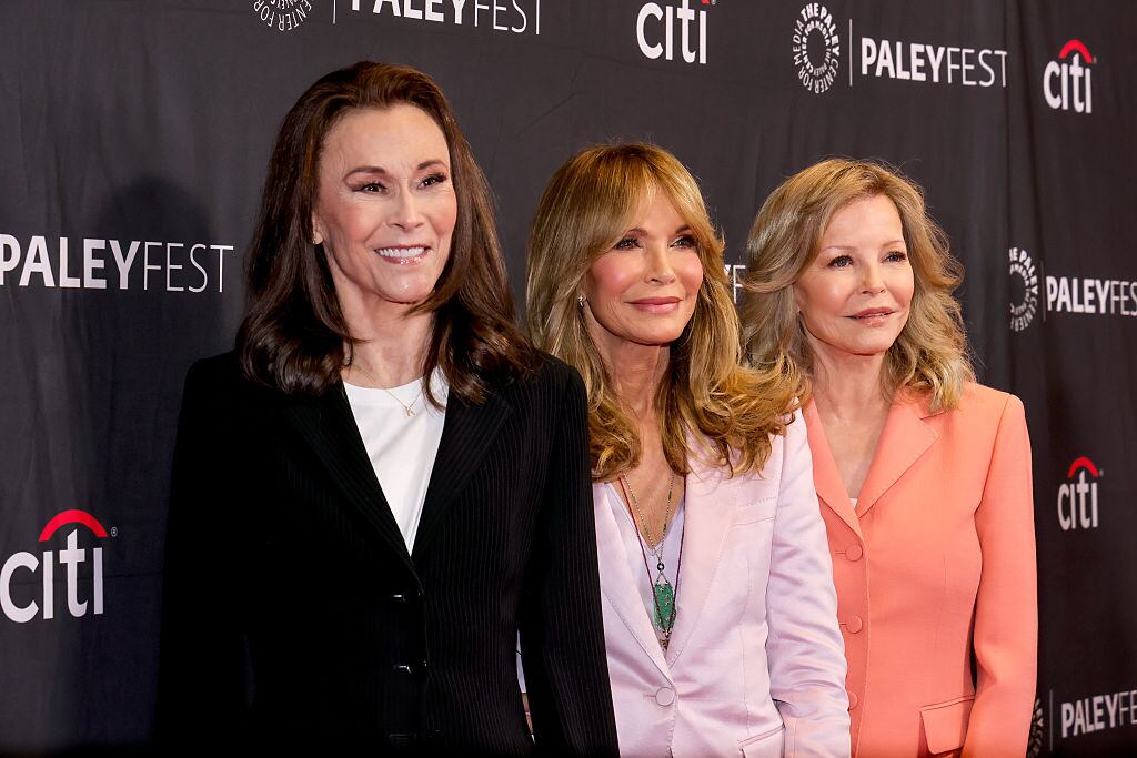 HOLLYWOOD, CALIFORNIA - APRIL 06: (L-R) Kate Jackson, Jaclyn Smith and Cheryl Ladd attend the "Charlie's Angels" 50th Anniversary Celebration during PaleyFest LA at Dolby Theatre on April 06, 2026 in Hollywood, California.  (Photo by Julian Hamilton/WireImage)