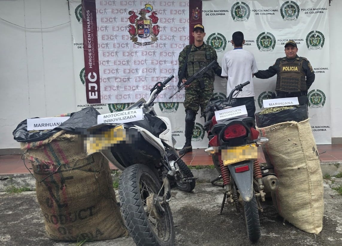 Fueron hallados cerca de 47 kilogramos de marihuana distribuidos en paquetes. Foto Novena Brigada.