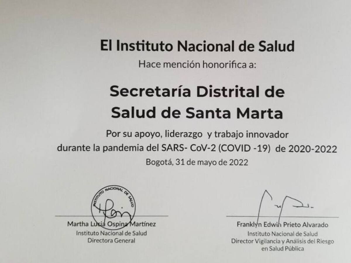 INS destaca a Santa Marta por su trabajo innovador durante la pandemia